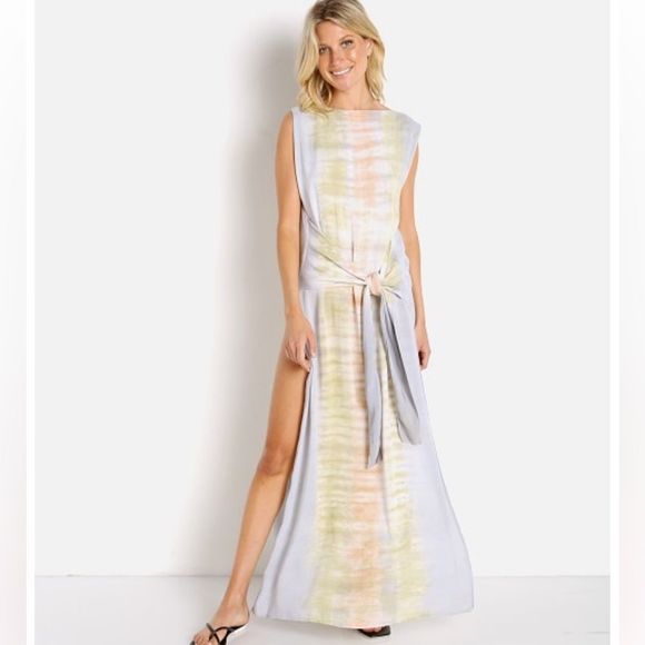 Jen's Pirate Booty Tie-Dye Maxi Dress - White and Green - Picture 3 of 14